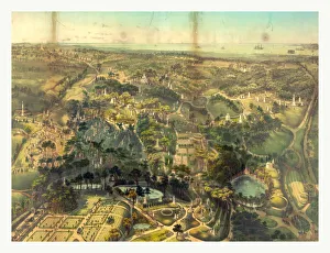 Birds Eye View Of Greenwood Cemetery Near New York By John Bachmann