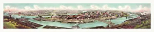 Birds Eye View Of The Skyline Of Pittsburgh At The Confluence Of The Allegheny And Birds Eye View Of The Skyline Of Pittsburgh At The Confluence Of The Allegheny And