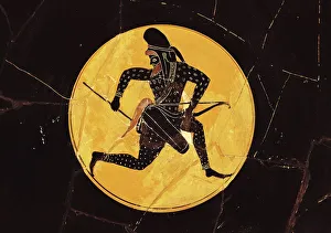 Black-figure pottery, Cup attributed to Oltos, detail, Persian Archer Black-figure pottery, Cup attributed to Oltos, detail, Persian Archer
