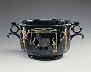 Black obsidian bowl depicting Egyptian style offering scene, from Stabile, Villa San Marco
