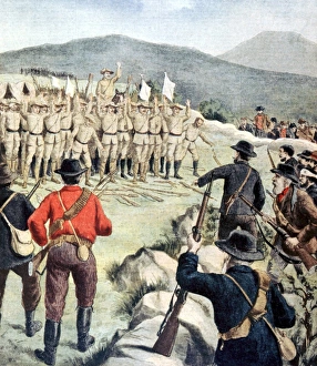 Boer War: 180 English soldiers surrendering to Boer forces at Doornbosch, Transvaal Boer War: 180 English soldiers surrendering to Boer forces at Doornbosch, Transvaal