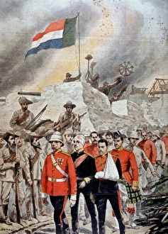 Boer War: surrender of British garrison at Jamestown to the Boers. British marching Boer War: surrender of British garrison at Jamestown to the Boers. British marching