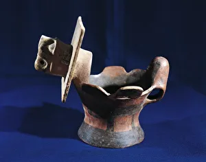 Bolivia, Tiwanaku, Pre-Inca civilization, painted ceramic incense burners Bolivia, Tiwanaku, Pre-Inca civilization, painted ceramic incense burners