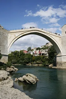 Bosnia and Herzegovina, Mostar, Stari Most, view of the bridge over the River Neretva Bosnia and Herzegovina, Mostar, Stari Most, view of the bridge over the River Neretva