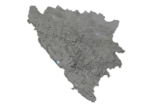 Bosnia and Herzegovina, Relief Map Bosnia and Herzegovina, Relief Map