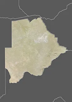 Botswana, Relief Map With Border and Mask Botswana, Relief Map With Border and Mask