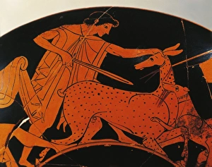 Bowl, detail of hind hunting scene Bowl, detail of hind hunting scene