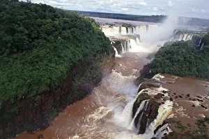 Brazil, Argentina, Iguazu National Park, Aerial view of Iguacu or Iguazu waterfalls Brazil, Argentina, Iguazu National Park, Aerial view of Iguacu or Iguazu waterfalls