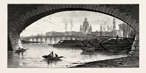 Under the Bridge, Dresden, Germany, 19th century engraving Under the Bridge, Dresden, Germany, 19th century engraving