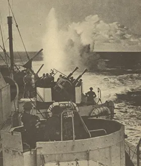 British destroyer on Atlantic Ocean British destroyer on Atlantic Ocean