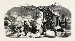 Images Dated 1st January 1882: Building Up A Snow Man