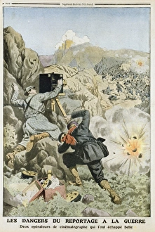 Cameramen under fire while filming an engagement while reporting on the First Balkan War Cameramen under fire while filming an engagement while reporting on the First Balkan War