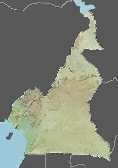 Cameroon, Relief Map With Border and Mask