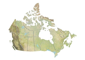 Canada, Relief Map With Province Boundaries