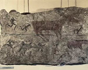 Catal Huyuk Collection: Cave painting depicting hunting scene, from Catal Huyuk or Catalhoyuk sanctuary