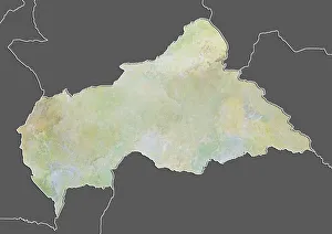 Central African Republic, Relief Map With Border and Mask Central African Republic, Relief Map With Border and Mask