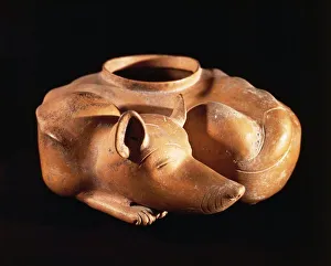 6th Century Gallery: Ceramic figure of sleeping dog from Mexico
