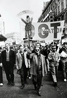 CGT Trade unionists on strike marching from the Bastille to Gare St Lazare, Paris CGT Trade unionists on strike marching from the Bastille to Gare St Lazare, Paris