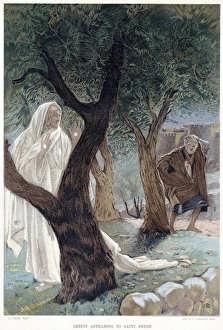 Christ appearing to St Peter. Luke 4. From JJ Tissot The Life of Our Saviour Jesus Christ Christ appearing to St Peter. Luke 4. From JJ Tissot The Life of Our Saviour Jesus Christ