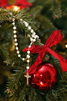 Christmas tree with decorations and prayer beads Christmas tree with decorations and prayer beads