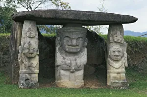 Colombia, Huila Department, San Agustin, Archeological Park, Dolmen with caryatids, megalithic sculptures Colombia, Huila Department, San Agustin, Archeological Park, Dolmen with caryatids, megalithic sculptures