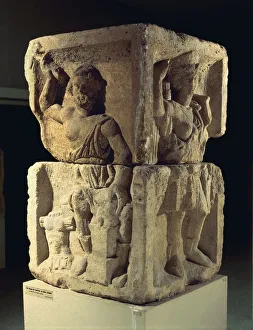Column base depicting Vulcan and Diana Column base depicting Vulcan and Diana