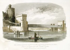 Conwy (Conway) Tubular Bridge on Chester and Holyhead Railway Conwy (Conway) Tubular Bridge on Chester and Holyhead Railway