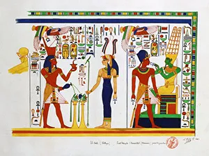 Copy of a fresco in the small Temple of Memnon (Amenhotep) at El Kab (Hillal - Nekheb) Copy of a fresco in the small Temple of Memnon (Amenhotep) at El Kab (Hillal - Nekheb)