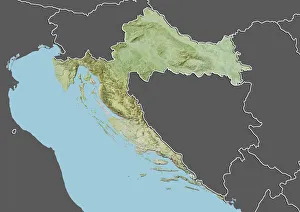 Croatia, Relief Map With Border and Mask Croatia, Relief Map With Border and Mask