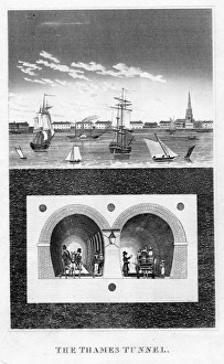 Cross- section showing arched masonry tunnel