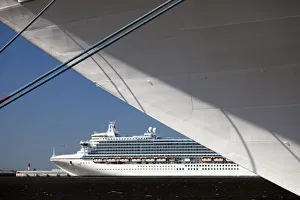 Two cruise liners - Azura and Emerald Princess - moored at Saint Petersburg, Russia Two cruise liners - Azura and Emerald Princess - moored at Saint Petersburg, Russia