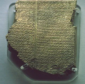 Cuneiform tablet with Gilgamesh Flood Epic. Babylonian, c17th century BC. Southern Iraq Cuneiform tablet with Gilgamesh Flood Epic. Babylonian, c17th century BC. Southern Iraq
