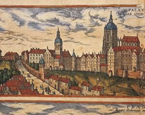 Boundary Gallery: Czech Republic, Prague, View of the citadel, color engraving from Civitates Orbis Terrarum by