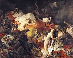 French Art Collection: Death of Sardanapolis by Eugene Delacroix, (1798-1863) French Artist. The painting