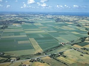 Denmark, Aerial view of cultivated fields north of Dragsho