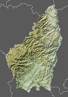 Departement of Ardeche, France, Relief Map Departement of Ardeche, France, Relief Map