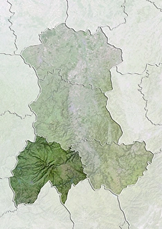 Departement of Haute-Loire, France, Satellite Image With Bump Effect Departement of Haute-Loire, France, Satellite Image With Bump Effect