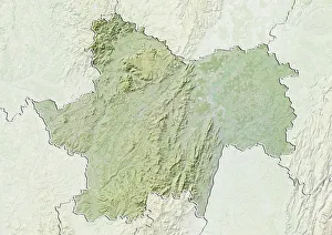 Departement of Saone-et-Loire, France, Relief Map Departement of Saone-et-Loire, France, Relief Map