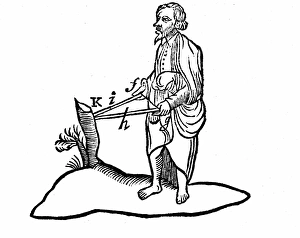 Descartes' illustration of how distance of object is perceived with binocular vision Descartes' illustration of how distance of object is perceived with binocular vision