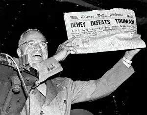 Nighttime Gallery: Dewey Defeats Truman Newspaper
