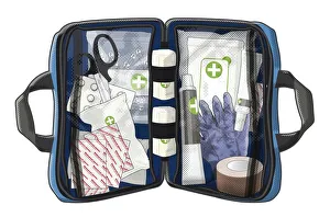 Digital illustration of basic first aid kit Digital illustration of basic first aid kit