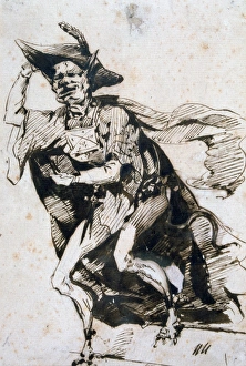 Don Basilio'. Pen and ink sketch of the character from Beaumarchias' play Don Basilio'. Pen and ink sketch of the character from Beaumarchias' play