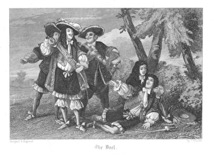 The Duel: Captain Disbrowe dying trying to defend his wifes honour from St Paul Parravicin The Duel: Captain Disbrowe dying trying to defend his wifes honour from St Paul Parravicin