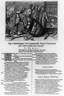 Dutch cartoon protesting Oliver Cromwells reign by showing him as Hercules clad Dutch cartoon protesting Oliver Cromwells reign by showing him as Hercules clad