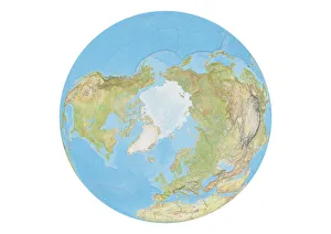 Earth Globe Showing North Pole With Country Borders
