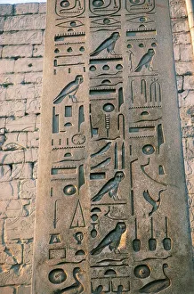 Egypt, Thebes, Luxor, Karnak, Temple of Amon, obelisk of Ramses II, detail, relief's Egypt, Thebes, Luxor, Karnak, Temple of Amon, obelisk of Ramses II, detail, relief's