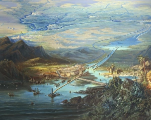 Egypt, View of the Suez Canal by Albert Rieger (1832-1905), oil on canvas Egypt, View of the Suez Canal by Albert Rieger (1832-1905), oil on canvas