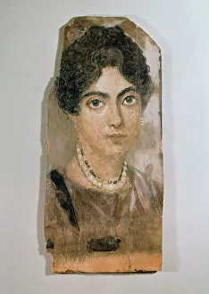 Egyptian civilization, portrait of woman, tempera painting on wood, from Al-Fayyum, Egypt Egyptian civilization, portrait of woman, tempera painting on wood, from Al-Fayyum, Egypt
