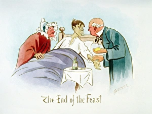 The End of the Feast': Boy in bed shows furred tongue to doctor who feels pulse The End of the Feast': Boy in bed shows furred tongue to doctor who feels pulse