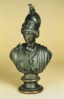 England, Bath, Temple of Sulis Minerva, Head from the cult statue of Sulis Minerva, gilt bronze England, Bath, Temple of Sulis Minerva, Head from the cult statue of Sulis Minerva, gilt bronze
